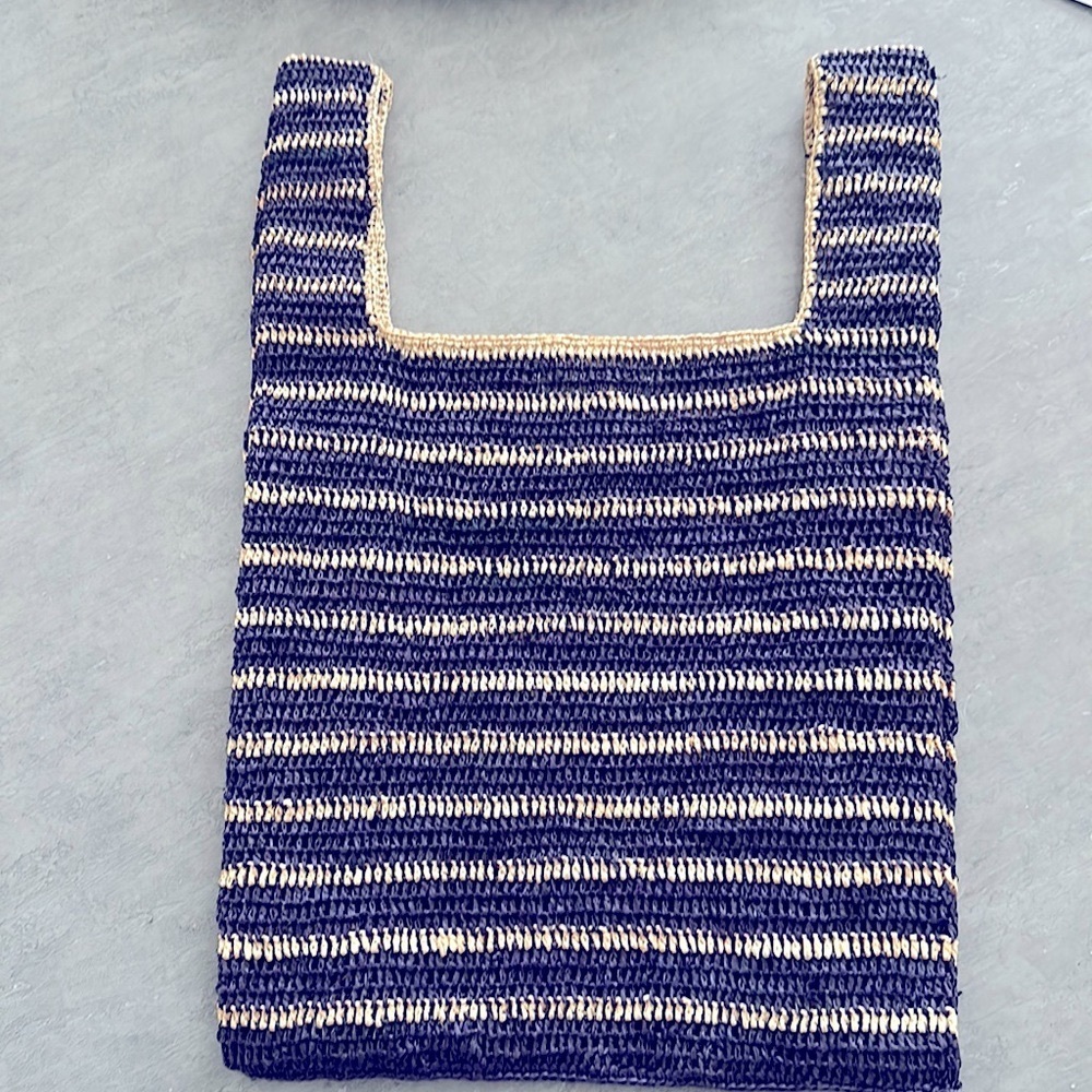 mar y sol straw tote navy blue stripe summer bag from Shopbop raffia handbag new